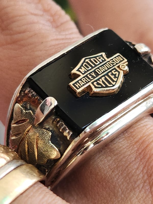 nhẫn mỹ xưa Harley Davidson vàng tam khí