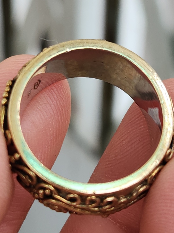 nhẫn mỹ xưa hoa văn hàng hiệu bạc áo vàng 925