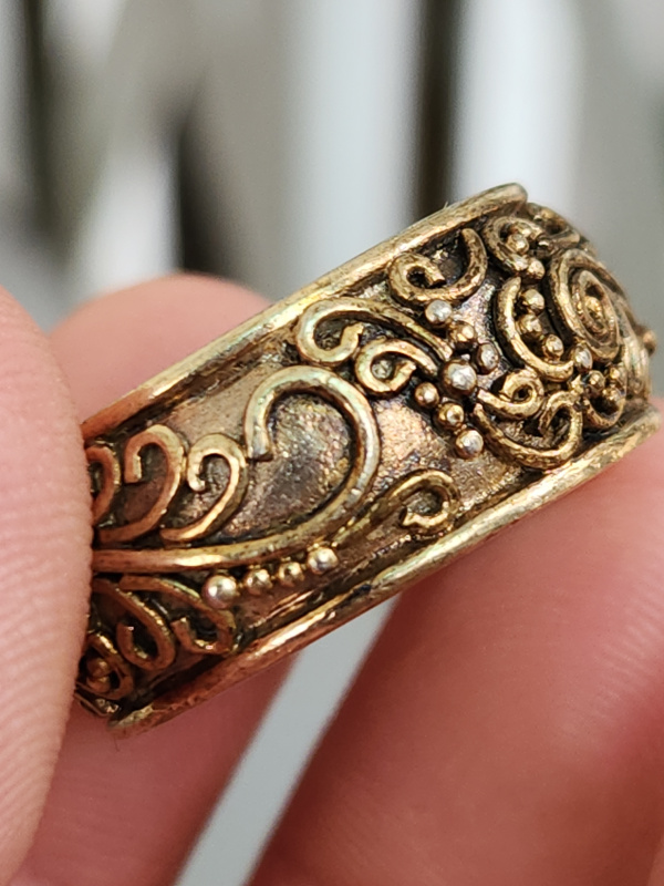 nhẫn mỹ xưa hoa văn hàng hiệu bạc áo vàng 925