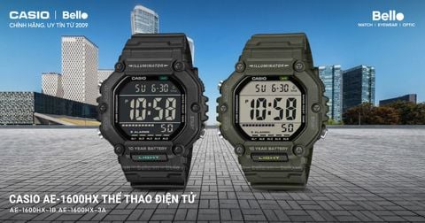Casio AE-1600HX – Thể Thao Điện Tử, Pin 10 Năm, Chống Nước 100m