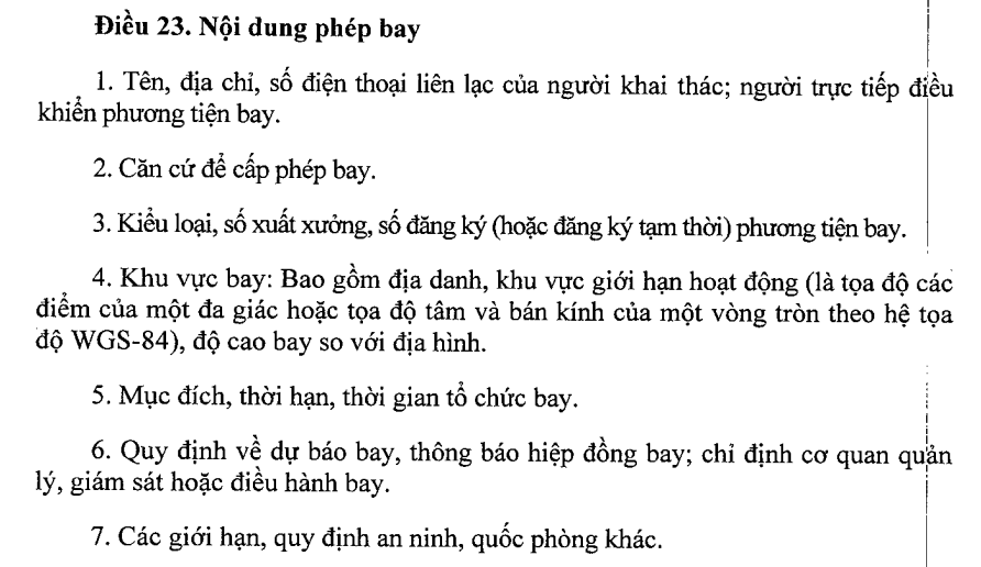 quy định flycam