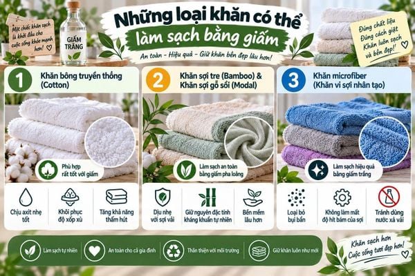 cách làm sạch khăn bằng giấm