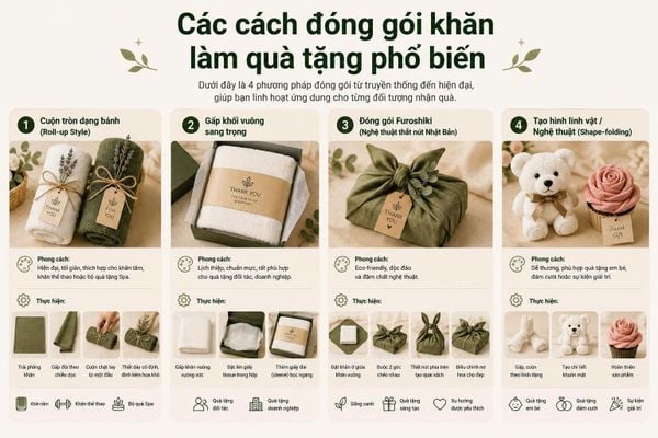 cách đóng gói khăn làm quà tặng