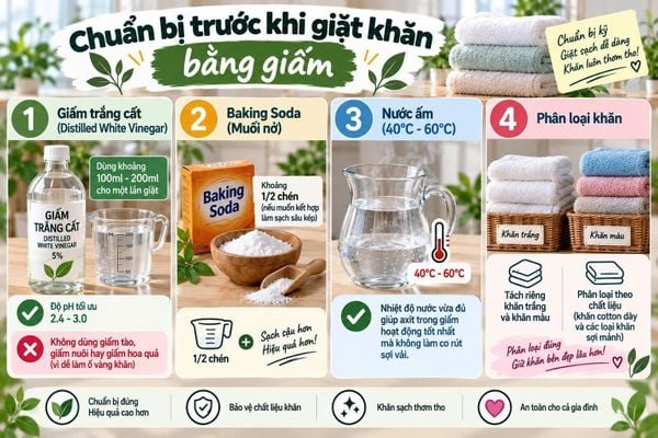 cách làm sạch khăn bằng giấm