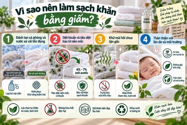 cách làm sạch khăn bằng giấm