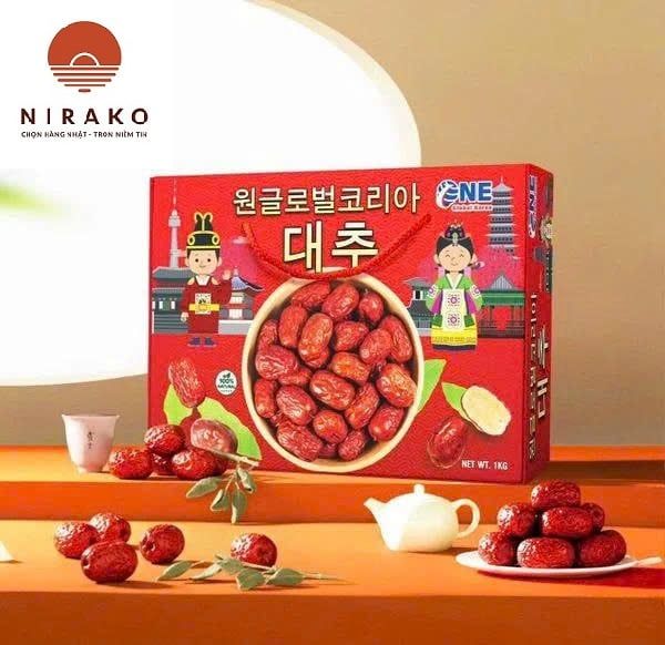 Táo đỏ sấy khô One Global Hàn Quốc (hộp 1kg)