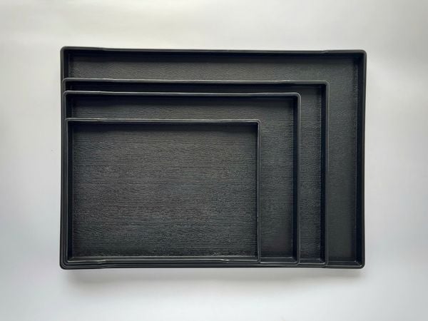 Khay Nhựa Màu Đen Vân Gỗ 4 Size