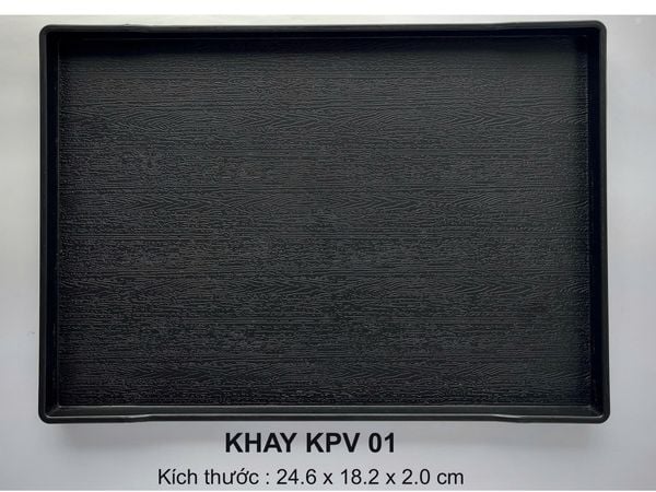 Khay Nhựa Màu Đen Vân Gỗ KPV 01