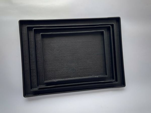 Khay Nhựa Màu Đen Vân Gỗ