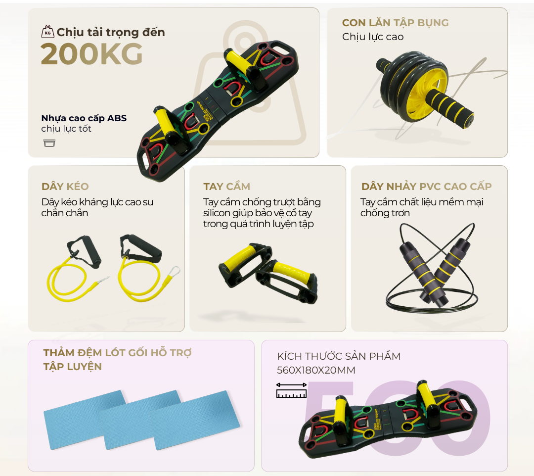 Bộ dụng cụ hít đất và tập luyện thể thao chuyên nghiệp LiveFit