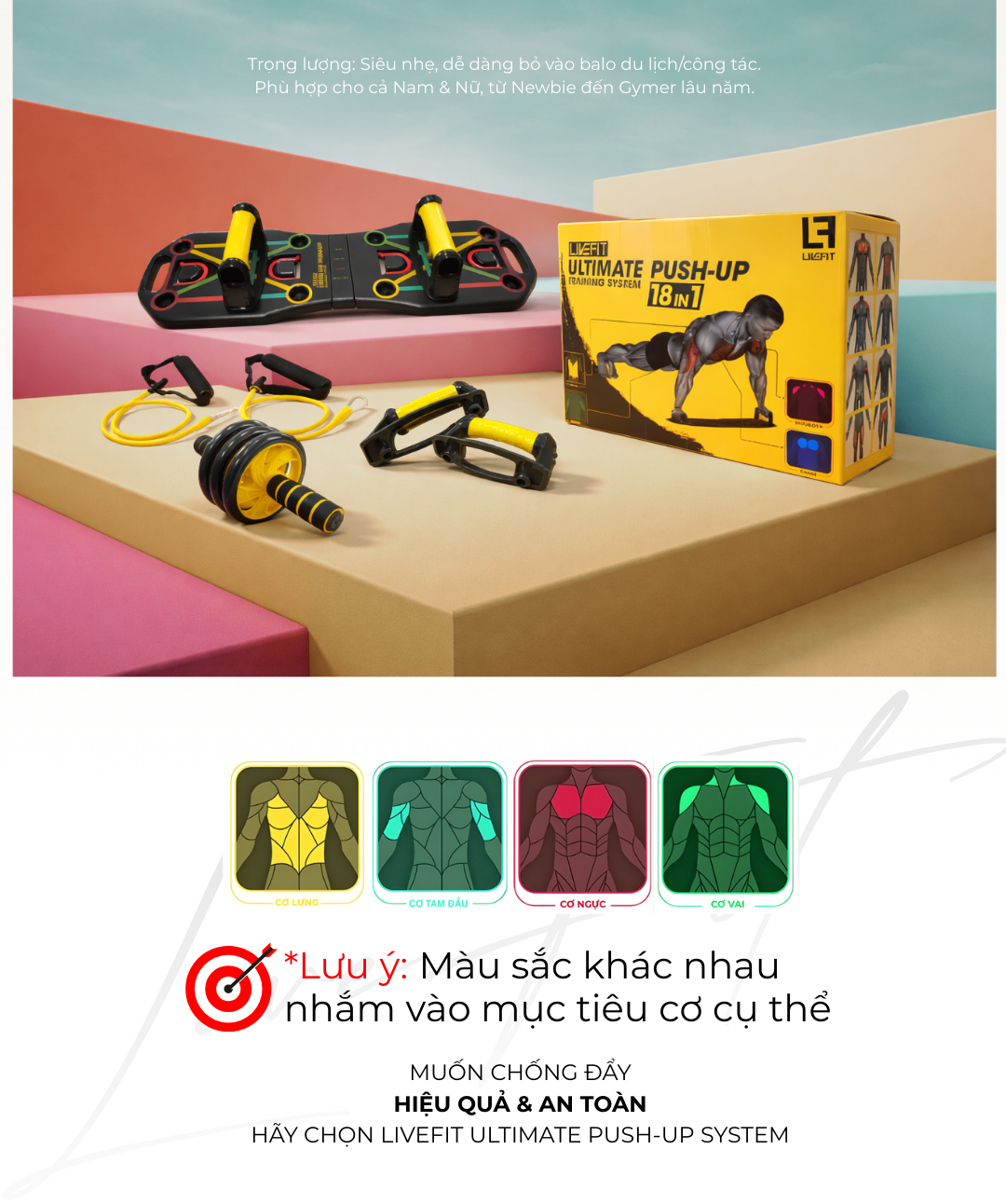 Bộ dụng cụ hít đất và tập luyện thể thao chuyên nghiệp LiveFit