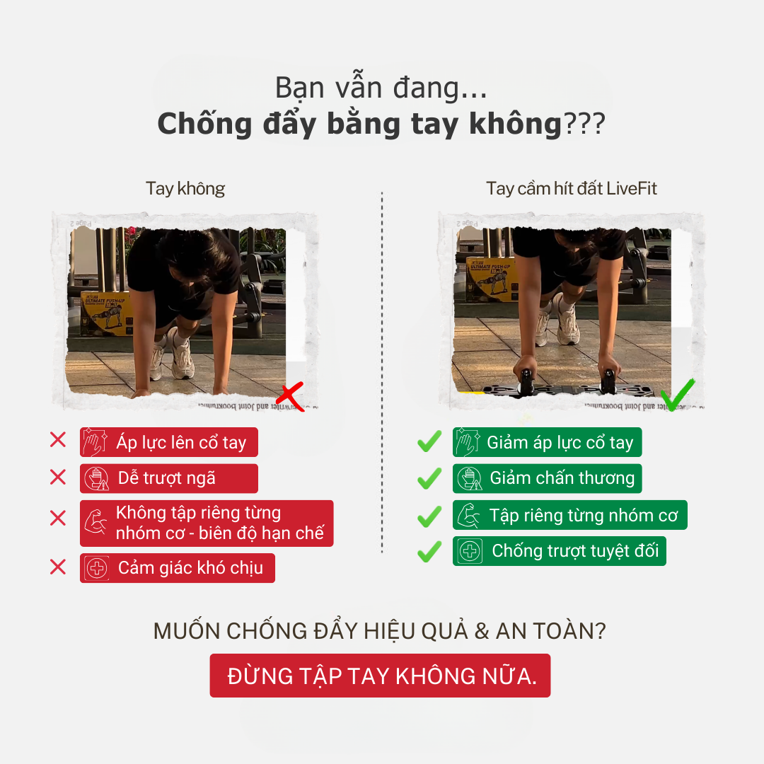 Bộ dụng cụ hít đất và tập luyện thể thao chuyên nghiệp LiveFit