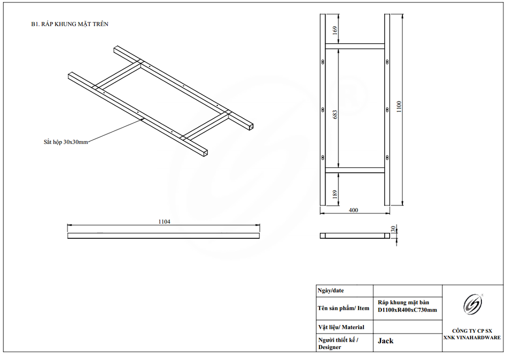 Bảng vẽ và hướng dẫn lắp đặt khung bàn xếp gọn Vinahardware