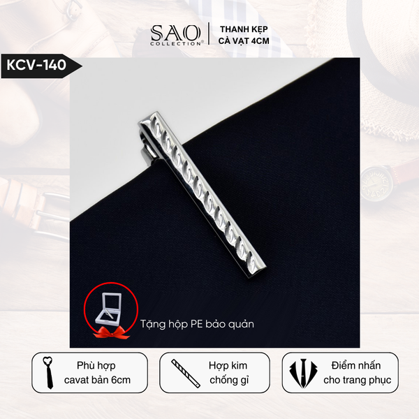 Kẹp cà vạt 4cm cho cà vạt 6cm giúp cố định cà vạt