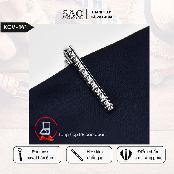 Kẹp cà vạt 4cm cho cà vạt 6cm giúp cố định cà vạt