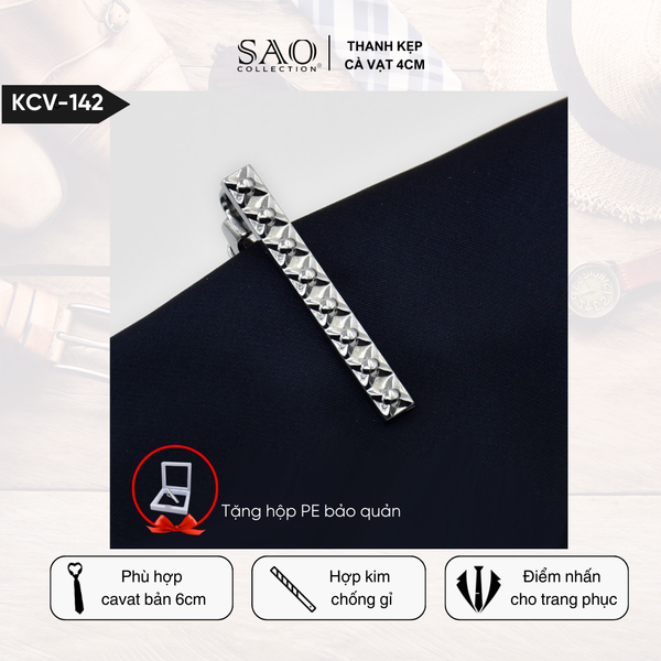 Kẹp cà vạt 4cm cho cà vạt 6cm giúp cố định cà vạt