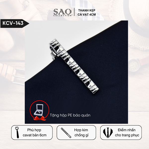 Kẹp cà vạt 4cm cho cà vạt 6cm giúp cố định cà vạt