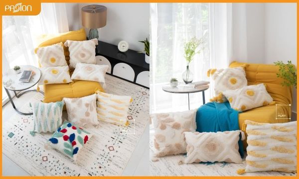 Vỏ gối tựa lưng Sofa Bohemian dệt hoa nổi