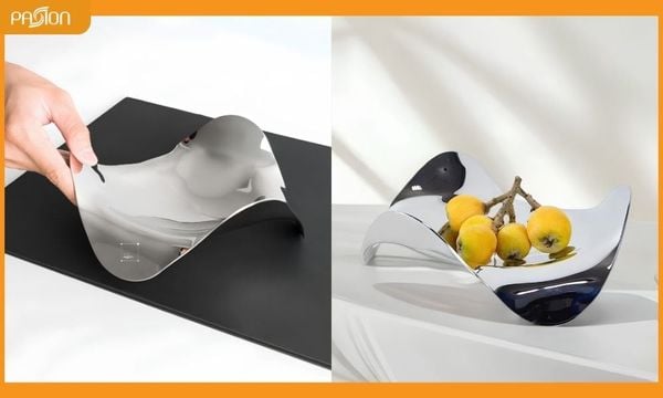 Khay kim loại trang trí trái cây để bàn