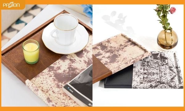 Khay trang trí đá in phối lòng ngựa cao cấp