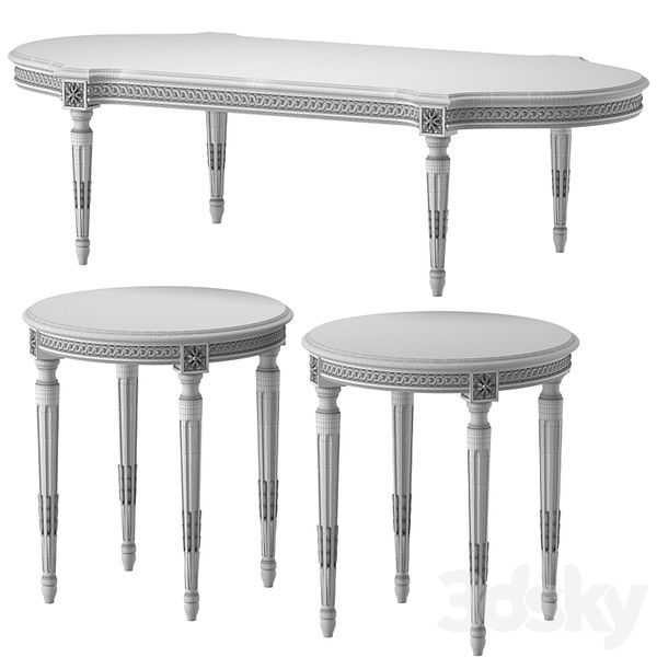 Bản vẽ 3D Bàn trà cổ điển Louis XVI Chairish