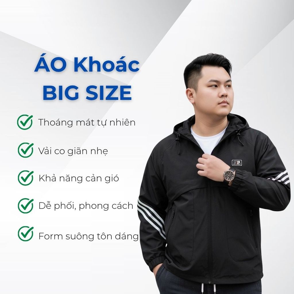 Mô tả chi tiết áo khoác gió viền tay big size nam Akyoo