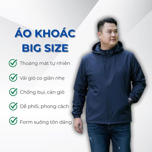 Mô tả chi tiết áo khoác gió có mũ big size nam Akyoo
