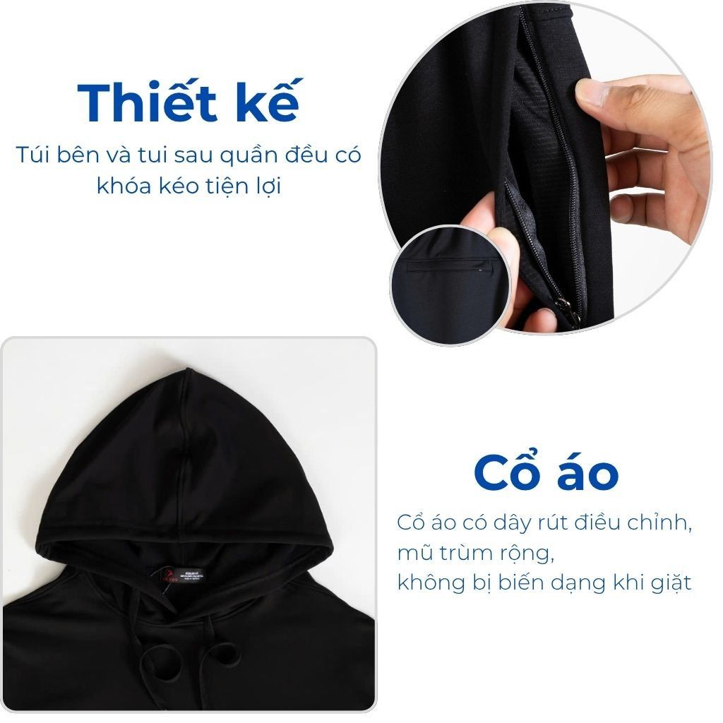 Set bộ nỉ hoodie đen trơn big size nam Akyoo