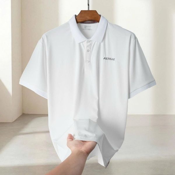 Chi tiết áo polo trắng thể thao big size nam AKYOO