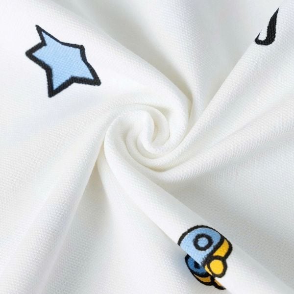 Cận chất liệu áo polo trắng họa tiết Big Size nam mềm và co giãn