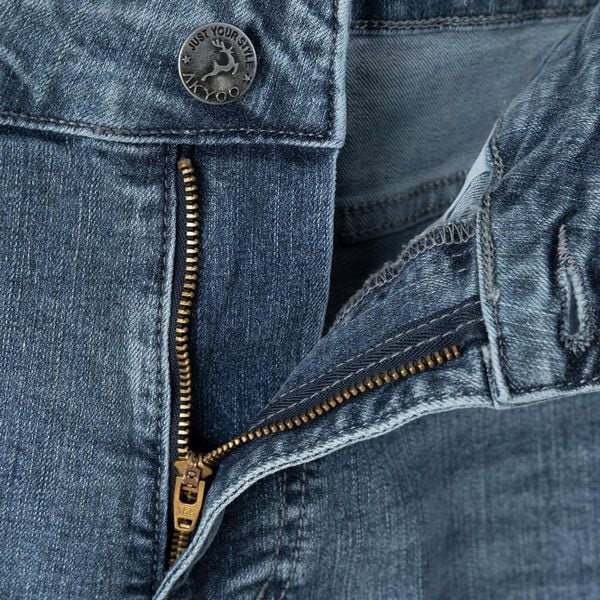 Chi tiết khóa kéo quần short jean xanh big size nam AKYOO