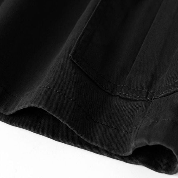 Chi tiết gấu quần và chất liệu kaki quần short đen túi hộp big size nam