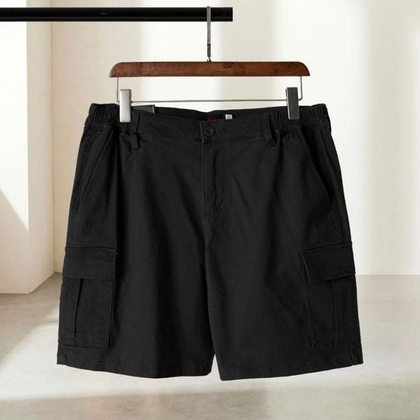 Mặt trước quần short kaki đen túi hộp big size nam AKYOO