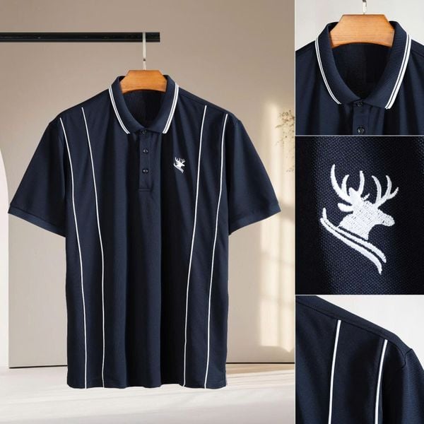 Mô tả chi tiết áo polo xanh viền big size nam Akyoo