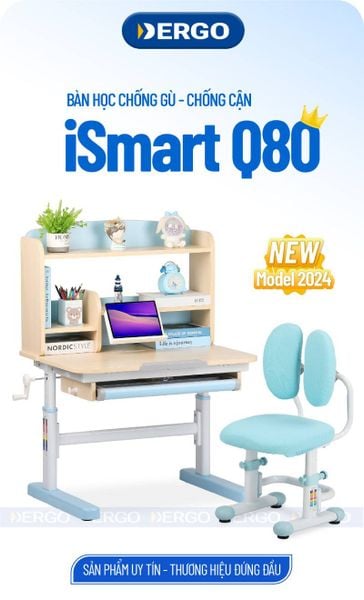 Bộ bàn học thông minh gỗ tự nhiên iSmart Q80