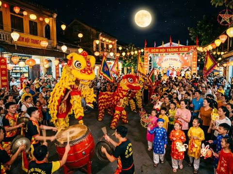 Đêm hội trăng rằm và tiếng trống múa lân