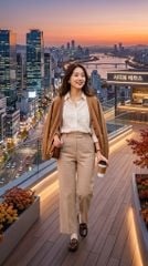 Thời trang nữ Hàn Quốc mùa thu, Quần ống suông + sơ mi