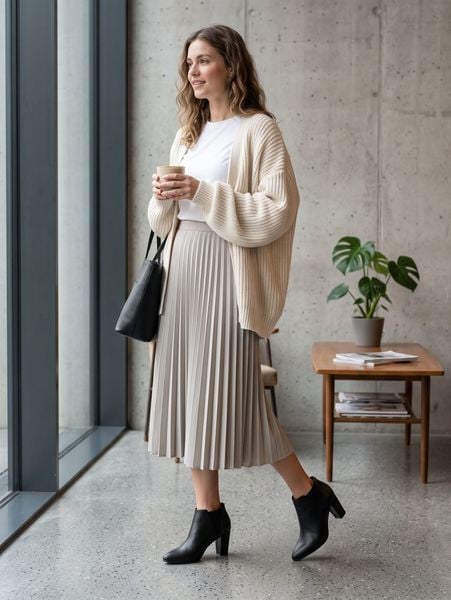 Váy + boots cổ ngắn – Đậm chất mùa Thu