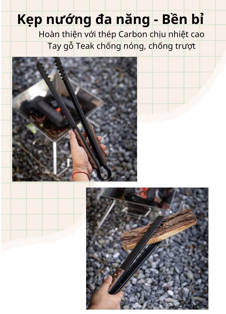 Kẹp thức ăn đa năng Thép Carbon Campingmoon BKMS-41