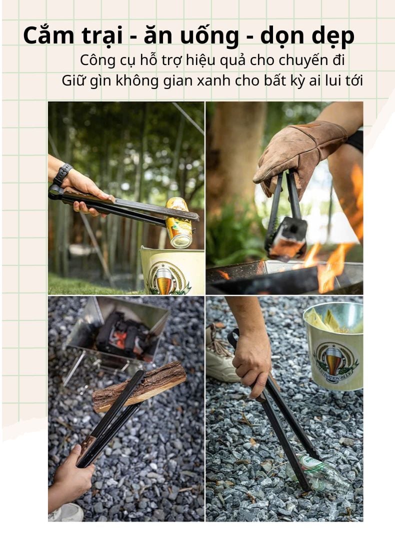 Kẹp thức ăn đa năng Thép Carbon Campingmoon BKMS-41