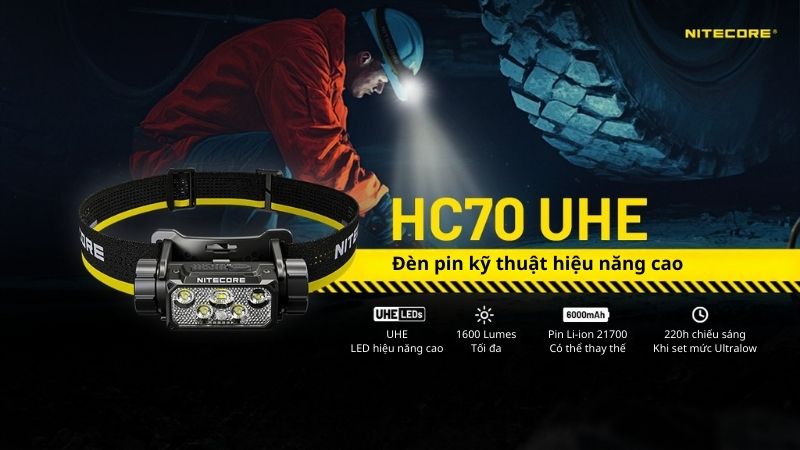 Nitecore HC70 UHE - Đèn pin đội đầu tiêu chuẩn kỹ thuật cao