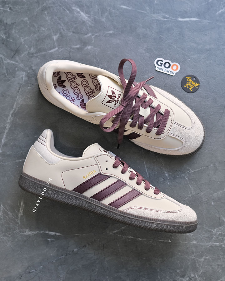 giày Adidas Samba OG Wonder White Maroon IG1987 rep 11