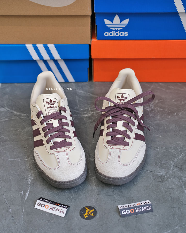 giày Adidas Samba OG Wonder White Maroon IG1987 rep 11