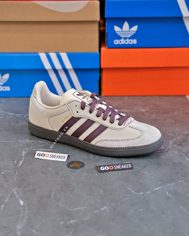 giày Adidas Samba OG Wonder White Maroon IG1987 rep 11
