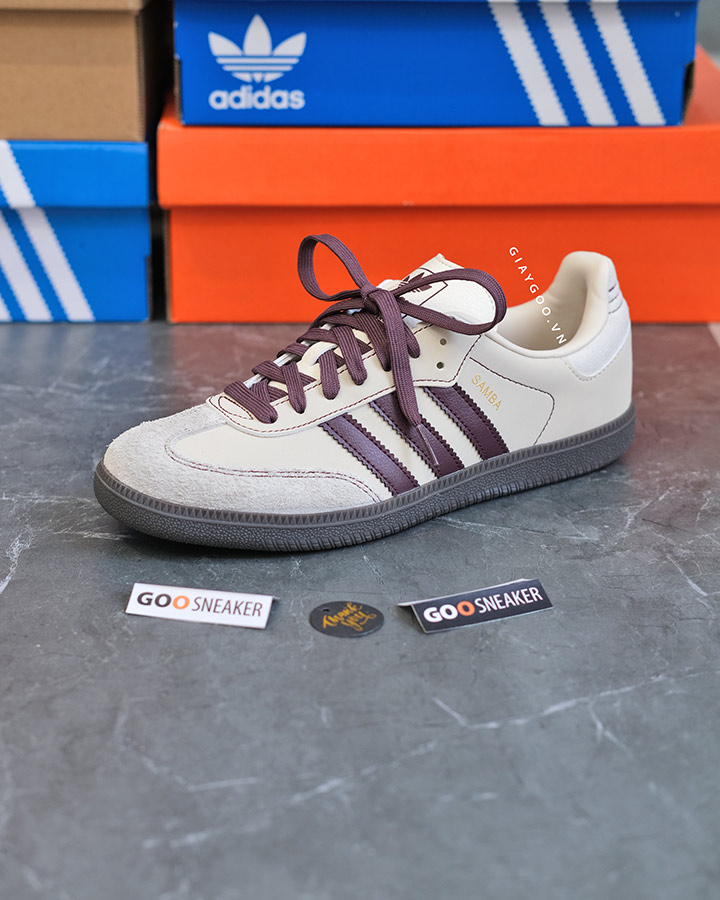 giày Adidas Samba OG Wonder White Maroon IG1987 rep 11