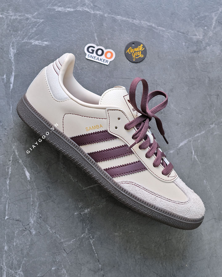 giày Adidas Samba OG Wonder White Maroon IG1987 rep 11