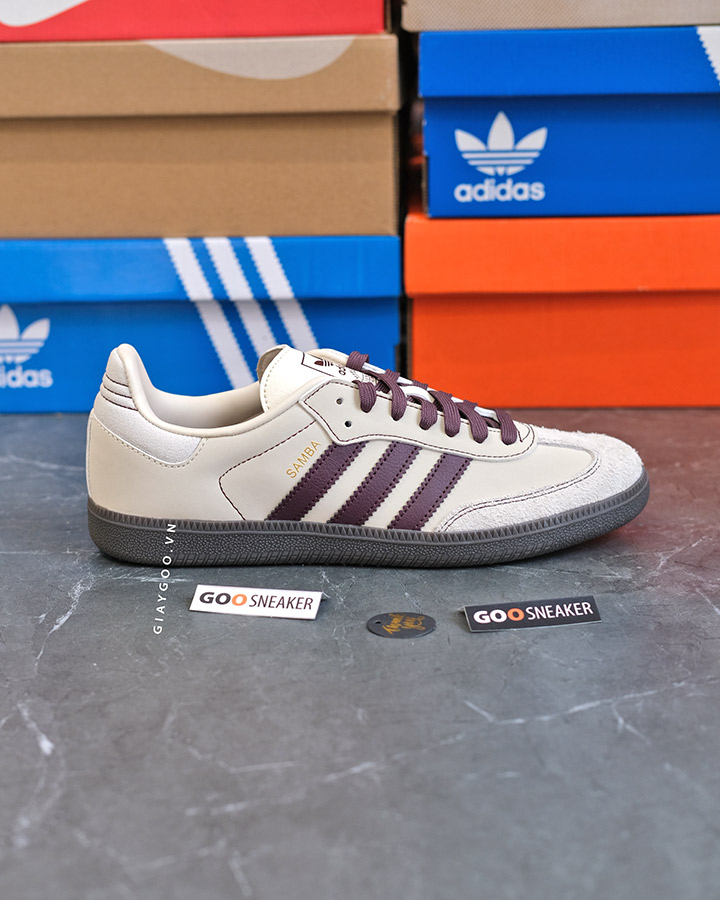 giày Adidas Samba OG Wonder White Maroon IG1987 rep 11