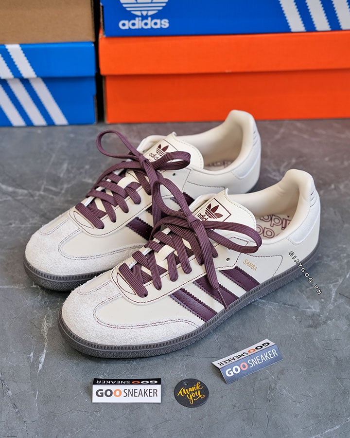 giày Adidas Samba OG Wonder White Maroon IG1987 rep 11