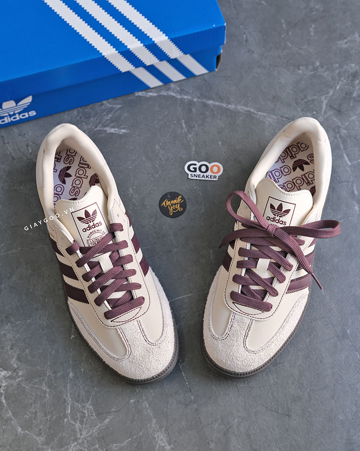 giày Adidas Samba OG Wonder White Maroon IG1987 rep 11