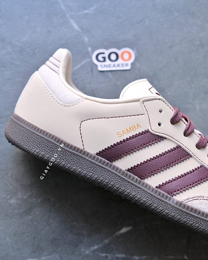 giày Adidas Samba OG Wonder White Maroon IG1987 rep 11